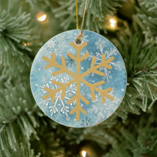Décoration En Céramique Arbre de Noël - Flèche-neige dorée