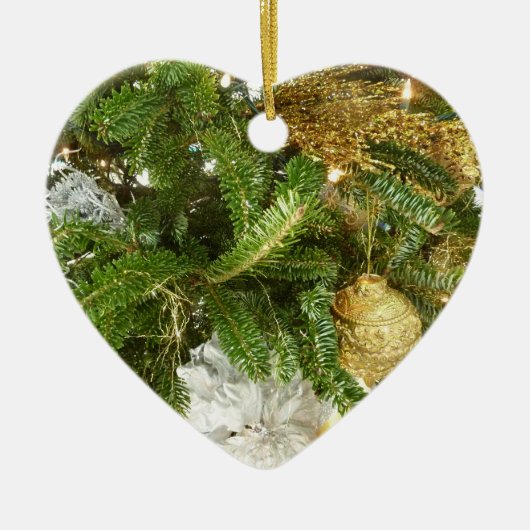 Décoration En Céramique Arbre de Noël I Argent et Or (Devant)