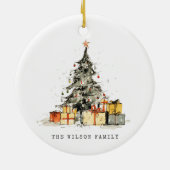 Décoration En Céramique Arbre de Noël moderne Sketchy Aquarelle (Dos)