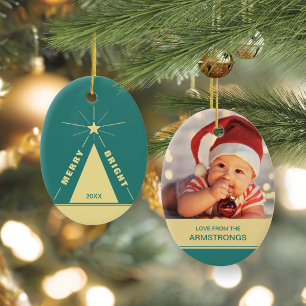 Décoration En Céramique Arbre de Noël ovale turquoise sarcelle Photo de fa
