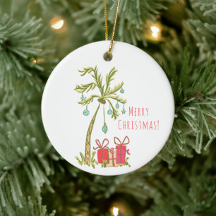 Décoration En Céramique Arbre de Noël Palmier Tropical Message Personnalis