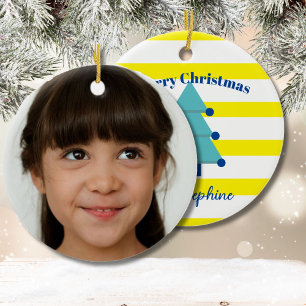 Décoration En Céramique Arbre de Noël Photo Bleu Coloré Moderne