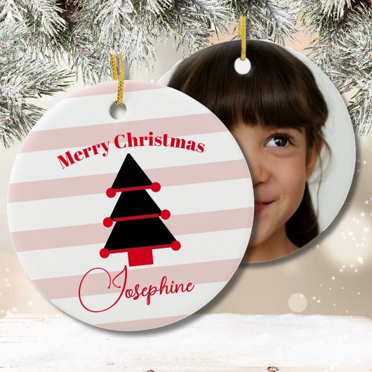 Décoration En Céramique Arbre de Noël rose rouge