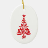 Décoration En Céramique Arbre de Noël rouge scandinave (Dos)
