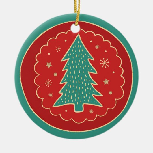 Décoration En Céramique Arbre de Noël rouge vert Turquoise (Devant)