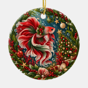 Décoration En Céramique Arbre de Noël sous-marin pour poissons Betta pour