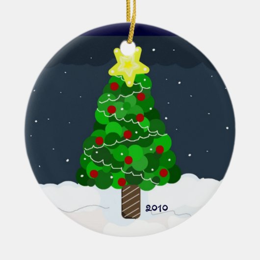 Décoration En Céramique Arbre de Noël vert (Devant)