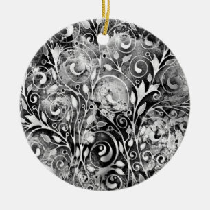 Décoration En Céramique Arbre de Vie - Feuilles en Spirale Style Grunge 1