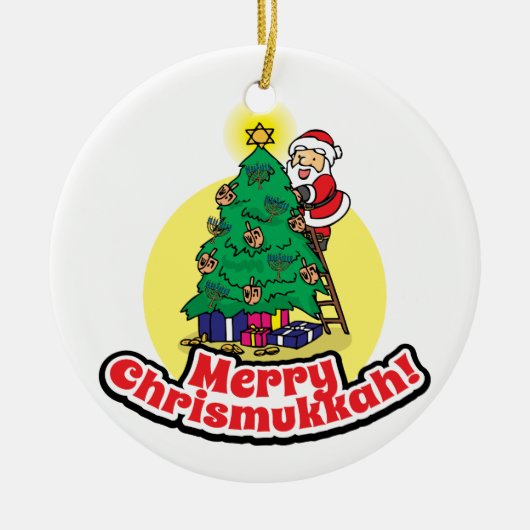 Décoration En Céramique Arbre décoré par Père Noël pour Chrismukkah (Devant)