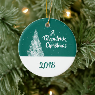 Décoration En Céramique Arbre neigeux minimal Turquoise et blanc Gardien d