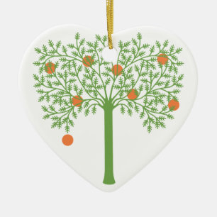 Décoration En Céramique Arbre Orange Stylisé