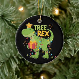 Décoration En Céramique Arbre Rex Famille de dinosaures Noël Groupe Assort