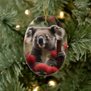 Décoration En Céramique Arbre Rouge Banksia Avec Ours Koala,