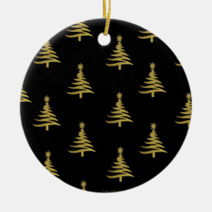 Décoration En Céramique Arbres de Noël en or sur noir