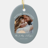 Décoration En Céramique Arc bleu poussiéreux photo mariage cadeau décorati (Dos)