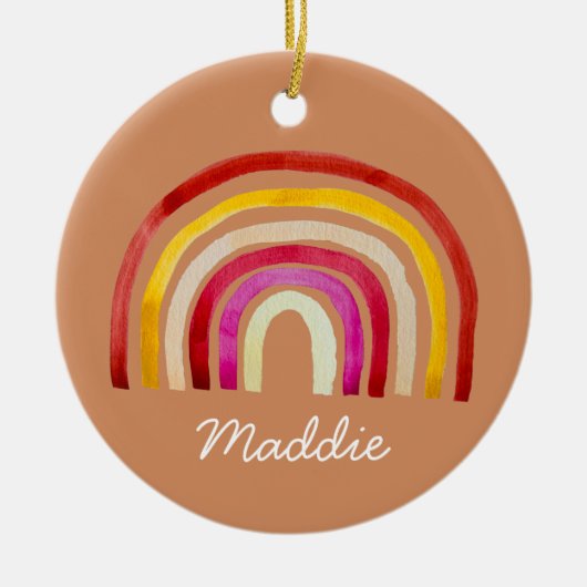 Décoration En Céramique Arc-en-ciel rétro jolie aquarelle (Devant)