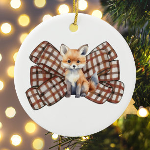 Décoration En Céramique Arc Fox Mignon Aquarelle Noël Fantaisiste