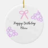 Décoration En Céramique Arc rose violet fleuri pastel heureux anniversaire (Dos)