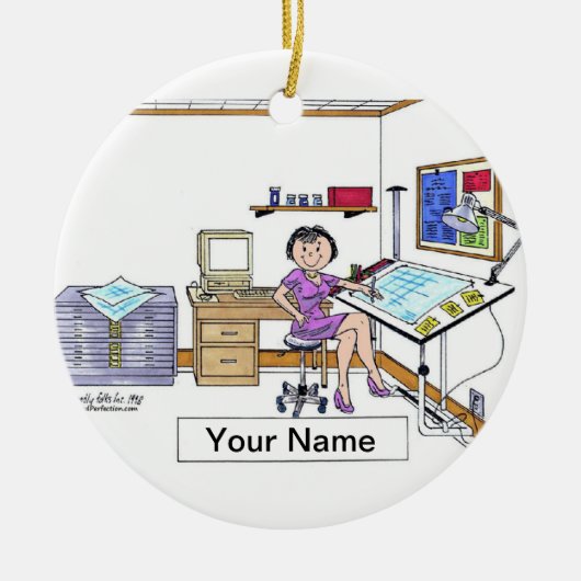 Décoration En Céramique Architecte/ingénieur - femelle (Devant)