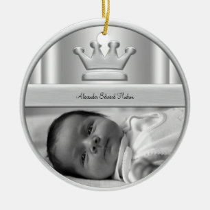 Décoration En Céramique Argent Prince Crown Baby Boy Photo Ornament