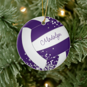 Décoration En Céramique argent stars filles violette volley-ball équipe ca
