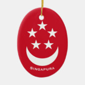 Décoration En Céramique Armoiries de Singapour avec nom ajouté (Devant)