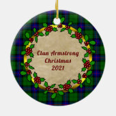 Décoration En Céramique Armstrong Clan Badge & Tartan Personnalisé Noël (Dos)