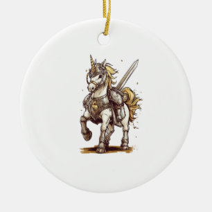Décoration En Céramique Armure de Chevalier Licorne (1)