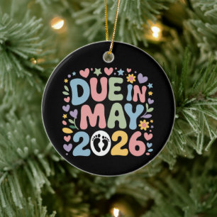 Décoration En Céramique Arrivée mai 2026 Bébé à naître Maman Grossesse