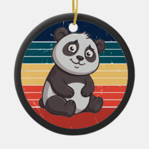 Décoration En Céramique Art de l'ours panda timide rétro au coucher du sol