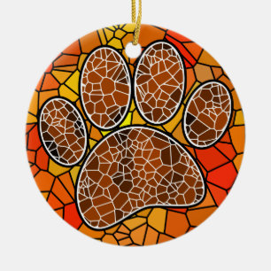 Décoration En Céramique Art de mosaïque coloré empreinte de patte de chien