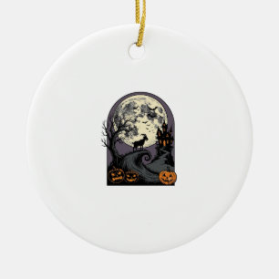 Décoration En Céramique Art de silhouette Halloween vintage lune chèvre ha