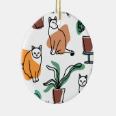 Décoration En Céramique Art de trait dessin chats et fleurs (Droite)