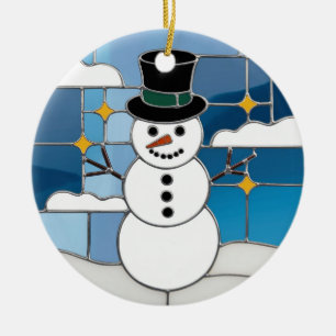 Décoration En Céramique Art de verre, Bonhomme de neige en verre