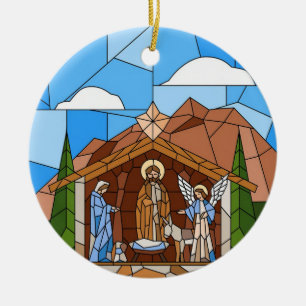 Décoration En Céramique Art de vitrail de la Nativité, Naissance du Sauveu