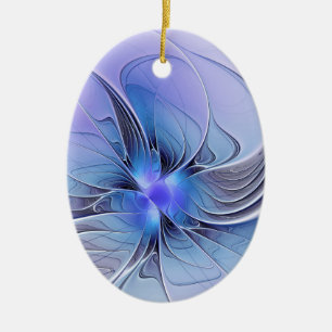 Décoration En Céramique Art fractal moderne abstrait bleu lavande