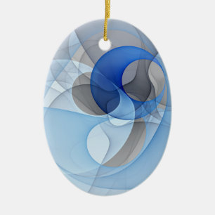 Décoration En Céramique Art graphique fractal abstrait bleu gris moderne