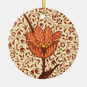 Décoration En Céramique Art Nouveau Tulip Damas, corail et beige