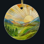 Décoration En Céramique Art numérique mosaïque Mountain Sunrise<br><div class="desc">Art numérique mosaïque Mountain Sunrise</div>