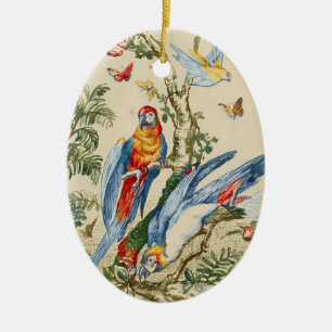 Décoration En Céramique Art Tropical Antique de Perroquet et Papillon de G