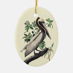 Décoration En Céramique Art vintage d'Audubon sur le Pélican brun, oiseau