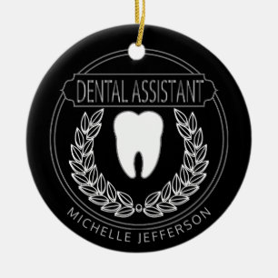 Décoration En Céramique Assistant 🦷 dentaire - Noir, Blanc et Argent