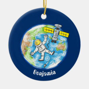 Décoration En Céramique Astronaute drôle dans l'espace et dessin animé de