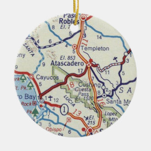 Décoration En Céramique Atascadero CA Vintage Map