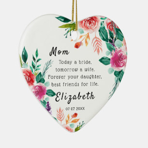 Décoration En Céramique Aujourd'hui une mariée Mère de la mariée Keepsaké 