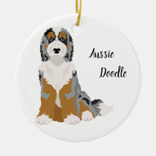 Décoration En Céramique Aussie Poodle mix, Aussiedoodle Christmas Ornament