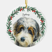 Décoration En Céramique Aussiedoodle Christmas Wreath Personnalisé (Devant)