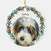 Décoration En Céramique Aussiedoodle Christmas Wreath Personnalisé (Dos)