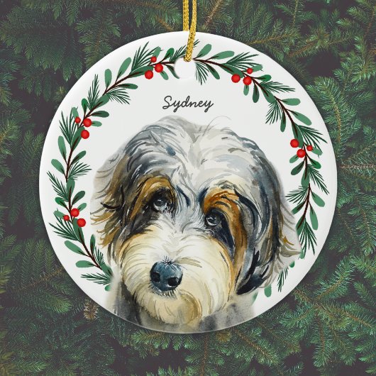 Décoration En Céramique Aussiedoodle Christmas Wreath Personnalisé