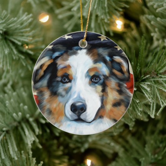 DÉCORATION EN CÉRAMIQUE AUSTRALIAN SHEPHERD (Arbre)